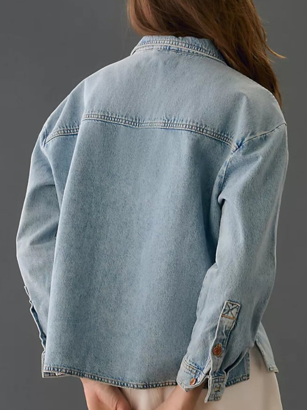 Preowned Pilcro Regenerative Cotton Denim Popover Shirt - Large - Picture 3 of 7